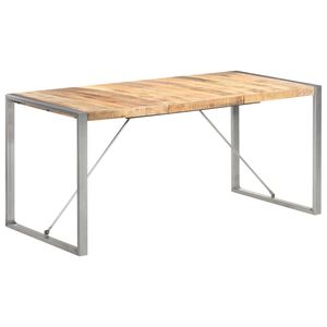 vidaXL Mesa de comedor madera maciza de mango rugosa 160x80x75 cm