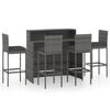 vidaXL Juego de muebles de bar de jard&iacute;n de 5 piezas y cojines gris