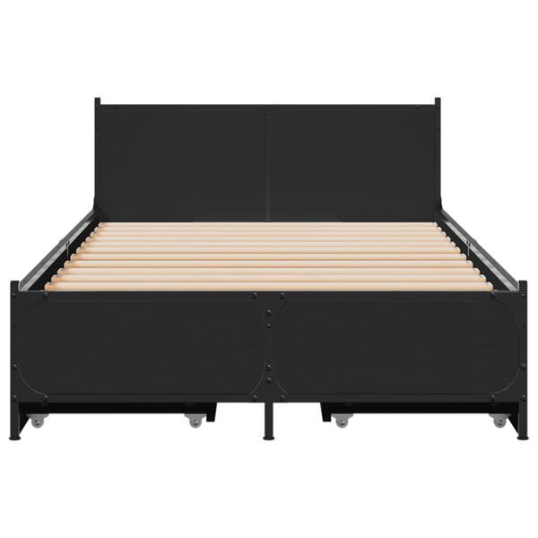 vidaXL Cama con cajones madera de ingeniería negra 75x190 cm