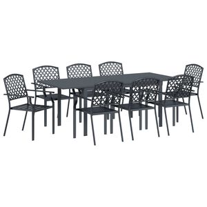 vidaXL Conjunto de Comedor de Jardín 9 pcs Antracita Acero