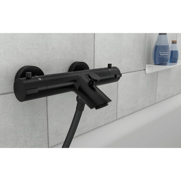 SCH&Uuml;TTE Grifo monomando ducha ba&ntilde;era con termostato LONDON negro mate
