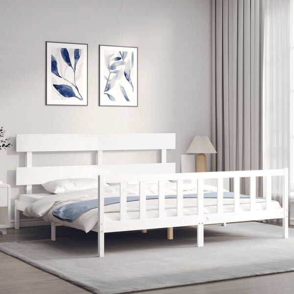 vidaXL Estructura de cama sin colch&oacute;n madera maciza blanca 200x200 cm