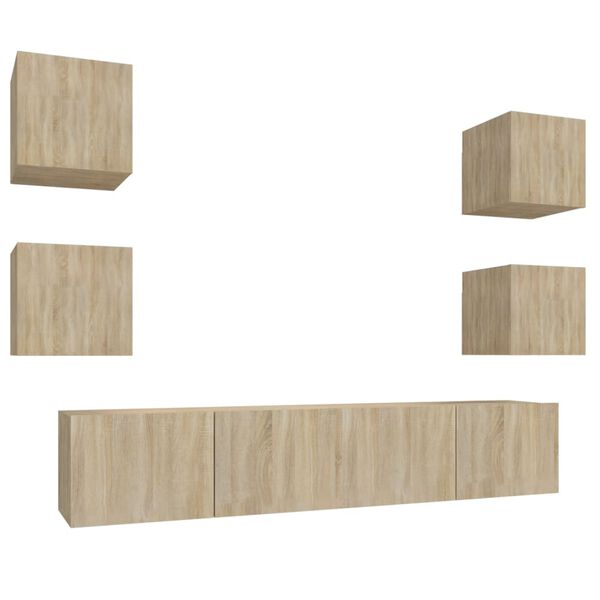 vidaXL Set de muebles para TV 6 pzas madera contrachapada roble sonoma