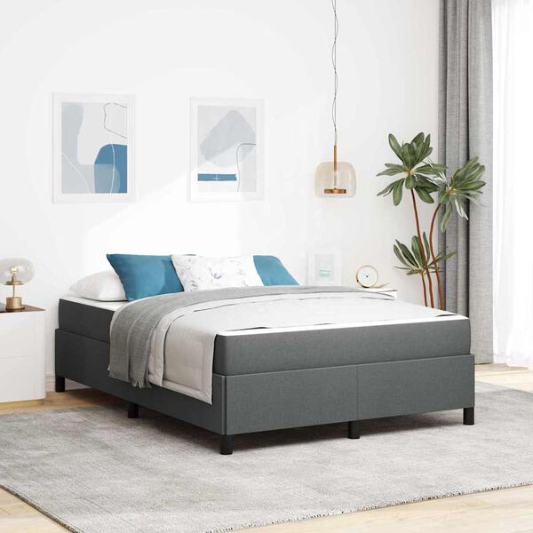 vidaXL Cama tipo Box Spring Gris oscuro 160 x 200 cm tela