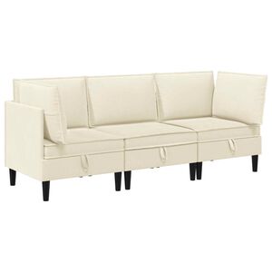 vidaXL Juego de muebles de sal&oacute;n 3 uds. Crema Tela