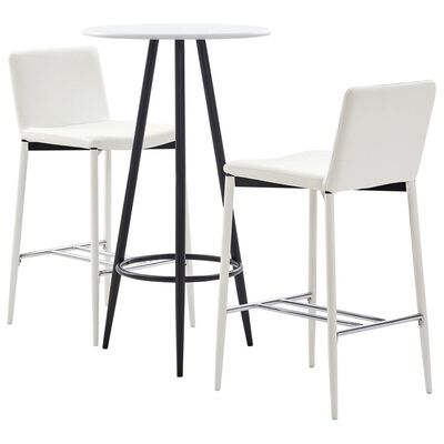 vidaXL Set mesa alta y taburetes de bar 3 pzas cuero sintético blanco