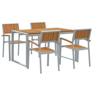 vidaXL Conjunto de Comedor de Jard&iacute;n 5 pcs Gris