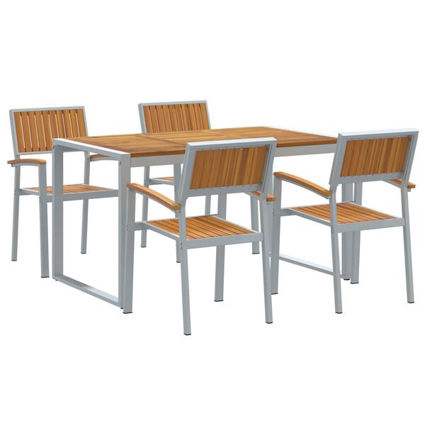 vidaXL Conjunto de Comedor de Jardín 5 pcs Gris