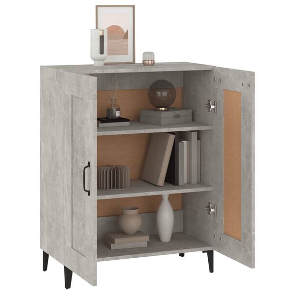 vidaXL Aparador de madera contrachapada gris hormigón 69,5x34x90 cm