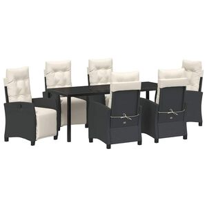 vidaXL Conjunto de Comedor de Jard&iacute;n 7 pcs Negro rat&aacute;n sint&eacute;tico