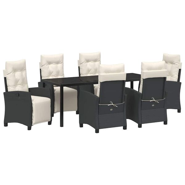 vidaXL Conjunto de Comedor de Jard&iacute;n 7 pcs Negro rat&aacute;n sint&eacute;tico