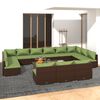 vidaXL Set muebles de jard&iacute;n 13 piezas cojines rat&aacute;n sint&eacute;tico marr&oacute;n