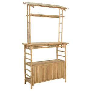 vidaXL Mesa de Bar Exterior Natural 110 x 50 x 210 cm Bamb&uacute;