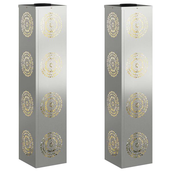 vidaXL Luz de camino LED solar 2 pcs Plateado Acero galvanizado