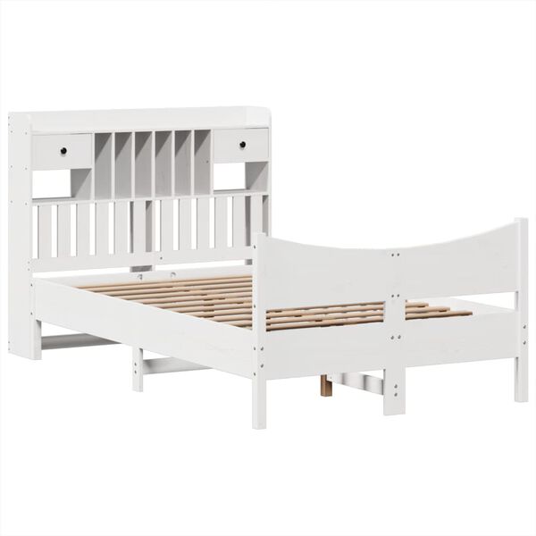 vidaXL Estructura de cama sin colch&oacute;n madera de pino blanco 135x190 cm