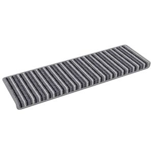 vidaXL Alfombras autoadhesivas para escaleras Rayado 15 pcs Gris