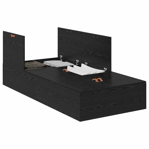vidaXL Cama con almacenamiento Roble Negro 90 x 200 cm