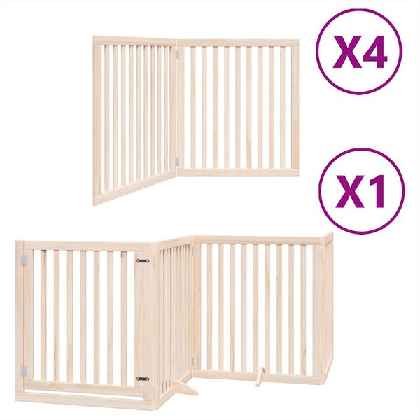 vidaXL Puerta para perros plegable 12 paneles madera de &aacute;lamo 960 cm