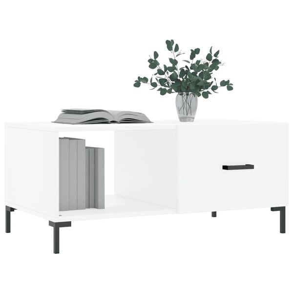 vidaXL Mesa de centro madera contrachapada blanco 90x50x40 cm