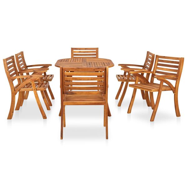 vidaXL Conjunto de comedor de jard&iacute;n de 7 piezas, 150 x 90 cm, madera maciza de acacia
