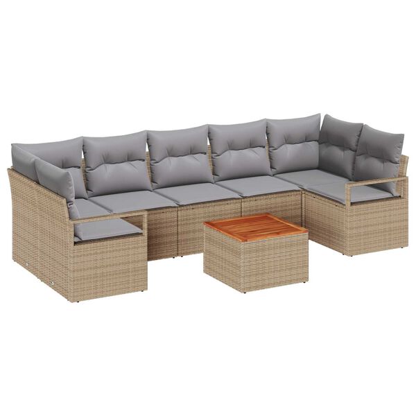 vidaXL Conjunto de sof&aacute; de jard&iacute;n 8 pcs beige y gris claro
