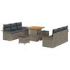 vidaXL Conjunto de sof&aacute; de jard&iacute;n 9 uds. 8-N&uacute;mero de plazas Gris