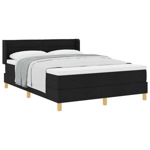 vidaXL Cama tipo Box Spring con colch&oacute;n Negro 200 x 140 cm Poli&eacute;ster