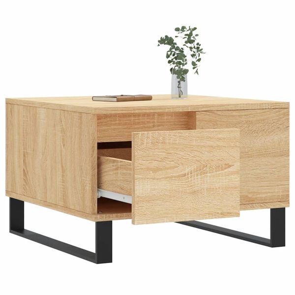 vidaXL Mesa de centro madera contrachapada roble Sonoma 55x55x36,5 cm