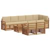 vidaXL Conjunto de sof&aacute;s de exterior 9 uds. Natural y Beige Poli&eacute;ster