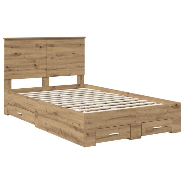 vidaXL Estructura de cama con cabecera Roble artesanal 120 x 190 cm