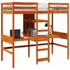 vidaXL Cama alta sin colch&oacute;n madera maciza pino marr&oacute;n cera 90x190 cm