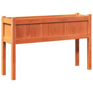 vidaXL Jardinera con patas madera maciza pino marr&oacute;n cera 110x31x70 cm
