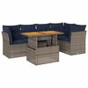 vidaXL Set de muebles de jard&iacute;n 6 pzas y cojines rat&aacute;n sint&eacute;tico gris