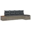 vidaXL Conjunto de sof&aacute;s de jard&iacute;n 5 uds. Gris rat&aacute;n sint&eacute;tico