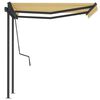 vidaXL Toldo manual retr&aacute;ctil con postes amarillo y blanco 3,5x2,5 m