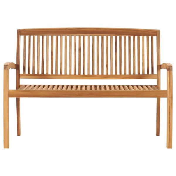 vidaXL Banco de jard&iacute;n apilable y coj&iacute;n madera maciza de teca 128,5 cm