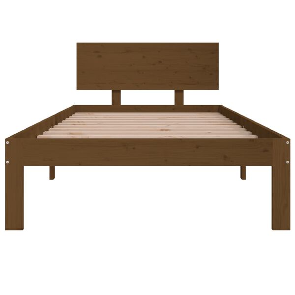 vidaXL Estructura cama sin colch&oacute;n madera pino marr&oacute;n miel 90x200 cm