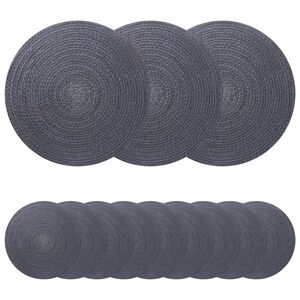 vidaXL Manteles de yute 12 pcs Gris oscuro &Oslash; 30 cm 100% Yute Tossa