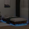 vidaXL Estructura de cama con luces LED roble ahumado 90x200 cm