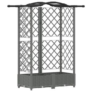 vidaXL Cama elevada con trellis y techo Gris Claro 124 x 40 x 123 cm