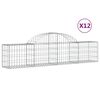 vidaXL Cestas de gaviones 12 uds forma de arco hierro 200x30x40/60 cm