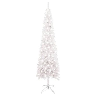 vidaXL Árbol de Navidad delgado iluminado con luces blanco 180 cm