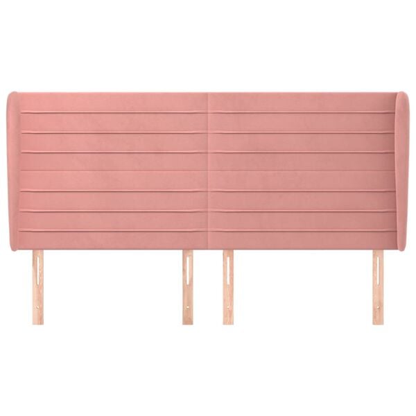 vidaXL Cabecero con orejas de terciopelo rosa 163x23x118/128 cm