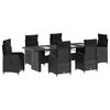 vidaXL Juego de comedor para exteriores 7 uds. Negro rat&aacute;n sint&eacute;tico