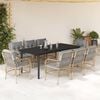 vidaXL Set comedor de jard&iacute;n 9 pzas con cojines rat&aacute;n sint&eacute;tico beige
