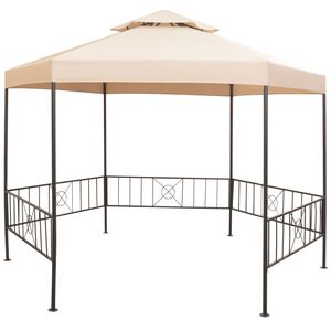 vidaXL P&eacute;rgola/Cenador de jard&iacute;n hexagonal beige 323x265 cm