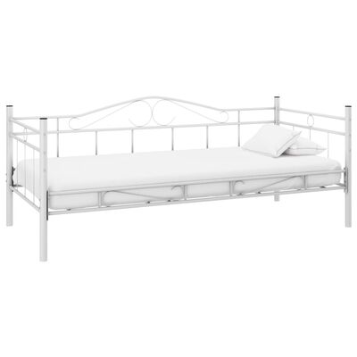 vidaXL Sofá cama de metal blanca con colchón 90x200 cm