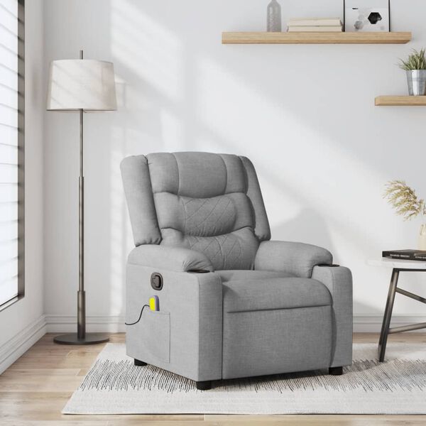 vidaXL Sillón reclinable de masaje de tela gris claro