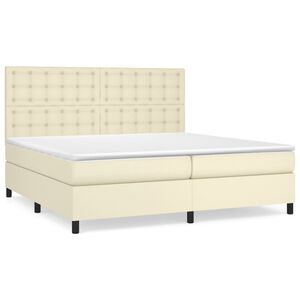 vidaXL Cama box spring con colch&oacute;n cuero sint&eacute;tico crema 200x200 cm