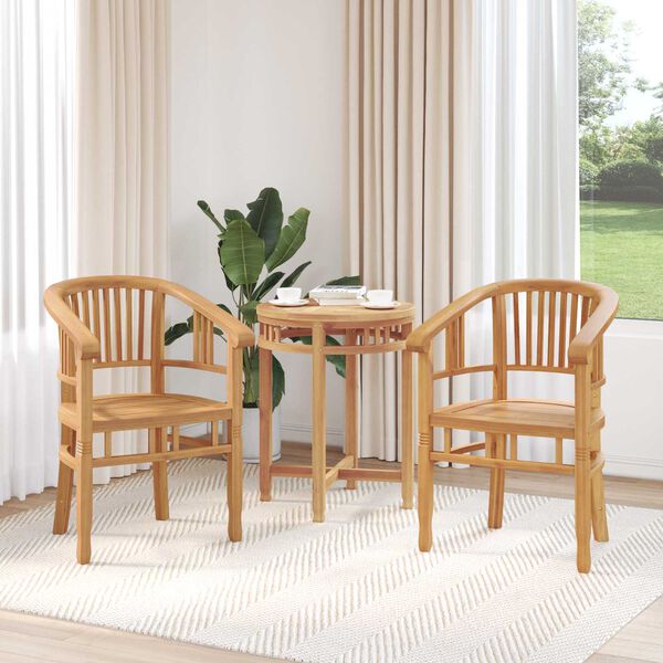 vidaXL Silla 2 pcs Marr&oacute;n 63 x 58 x 89 cm Madera de teca maciza